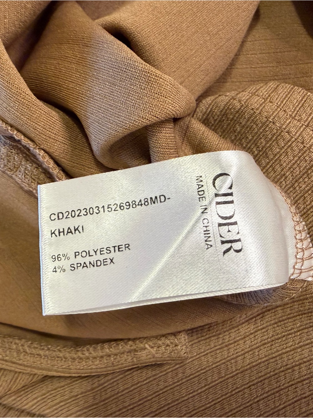 CIDER Khaki Ribbed Bodycon Midi Dress With Thigh-High Slit XS - Picture 8 of 13
